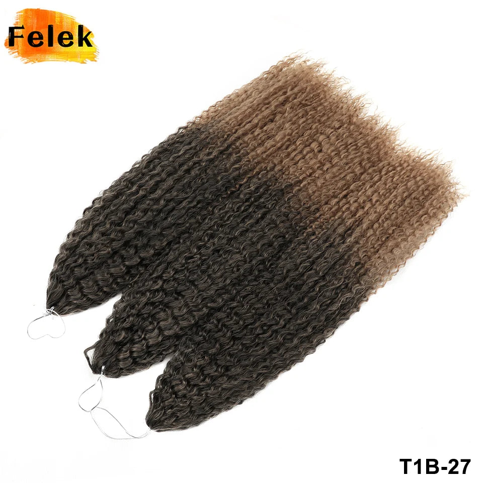 3-7Pcs Synthetic Brazilian Crochet Braids Hair for Women 20-28" Ombre White African Curls Kinky Curly Braiding Hair Extensions