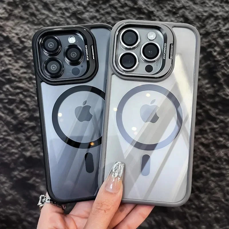 Luxury Magnetic Shockproof Phone Case For iPhone  18 16 17 15 14 13 12 11 Pro Max Funda For Magsafe Stand Lens Protector Cover