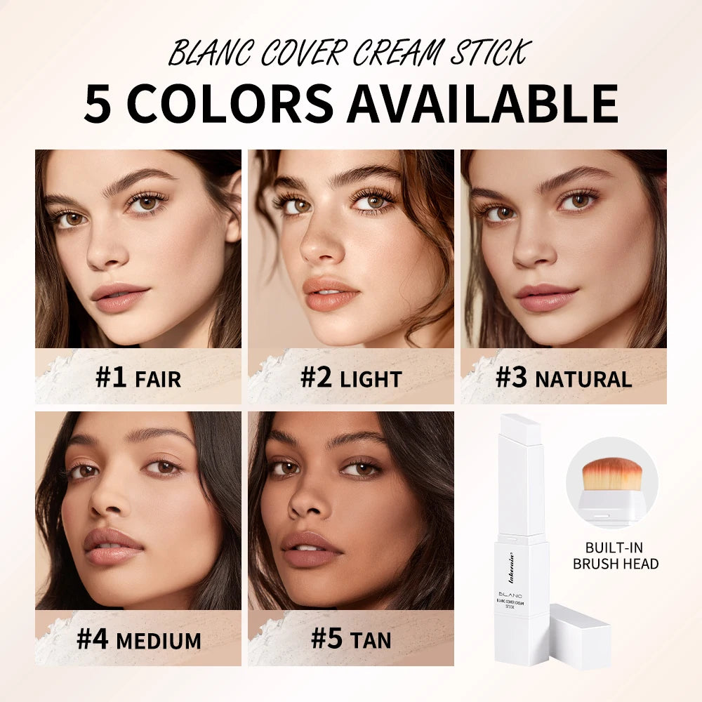 Lakerain Blanc Cover Cream Stick Dual-ended Design Waterproof Foundation Coverage Travel Bronze Creamy Foundation Natural Makeup