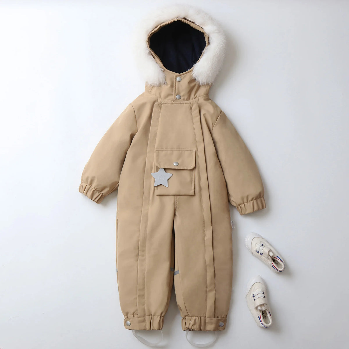 2026 Winter New Star Lightweight Hooded Ski Suit for Kids, Boys Girls Baby Romper Jumpsuit, Toddler One-Piece Warm Snowsuit 2-5T