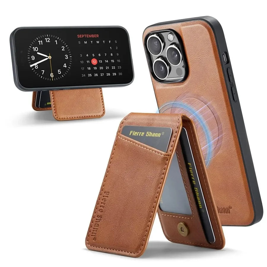 Magnetic Detachable Leather Wallet Phone Stand Case Wireless Charge Cover for iPhone  18 17Air 11 12 13 14 Plus 15 16 17 Pro Max