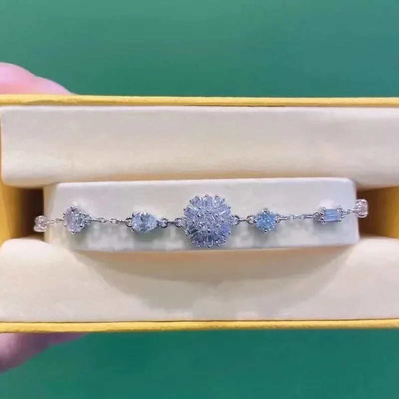Snowflake Flowers Original New Sales Trend High Quality Jewelry Flower Sets Necklace Earring Ring Bracelet Pink Anniversary Gift