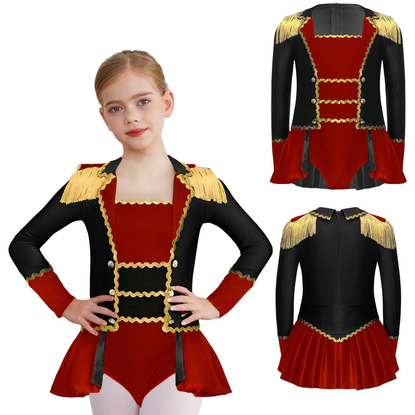 Halloween Costume Romper Circus Ringmaster Cosplay Carnival Party Shiny Sequins Leotard Dress Drum Majorette Magician Dress Up