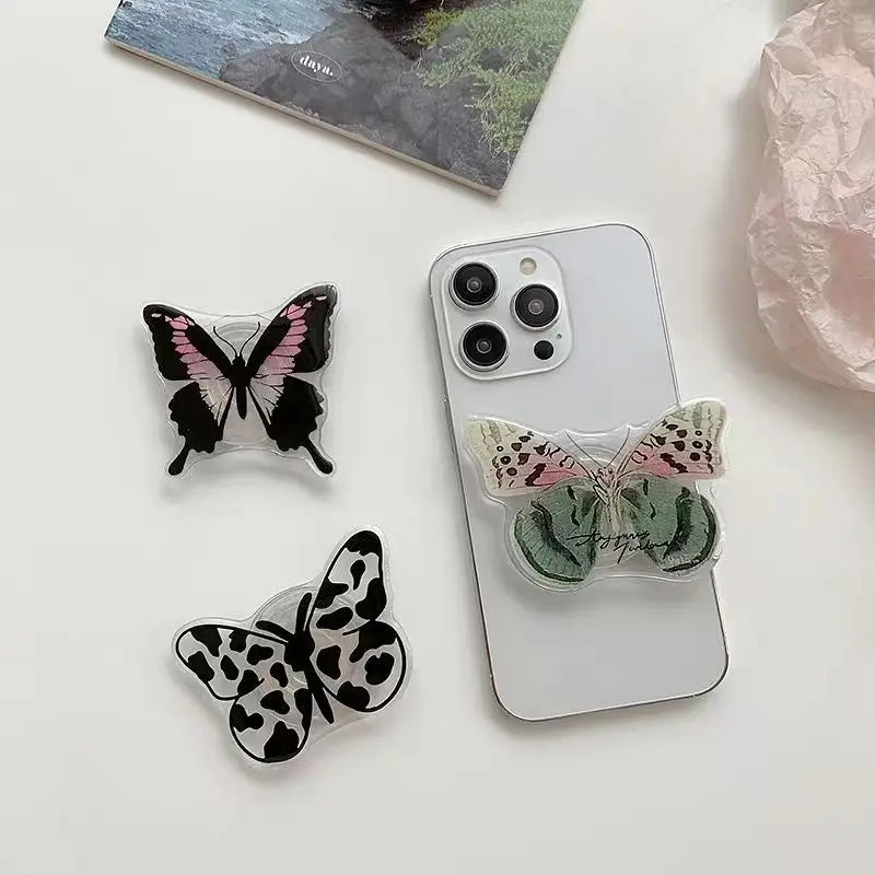 Cute Butterfly Phone Grip Tok Griptok  Holder Ring For iPhone 16 Universal Accessories Lovely Bowknot Phone Stand Bracket Socket