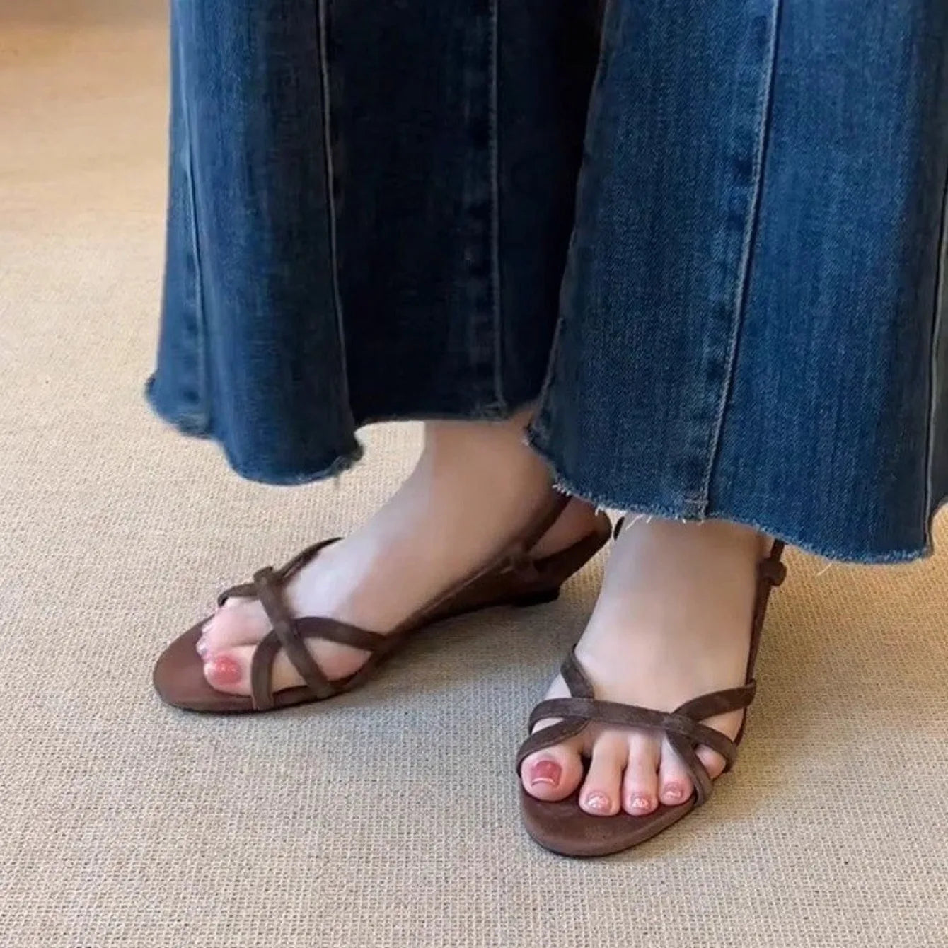 Women's Sandals New Fashionable Casual Comfort Pointed Toe Geometric Graphics Heel Cable Office Sandals 2025 Popular High Heels