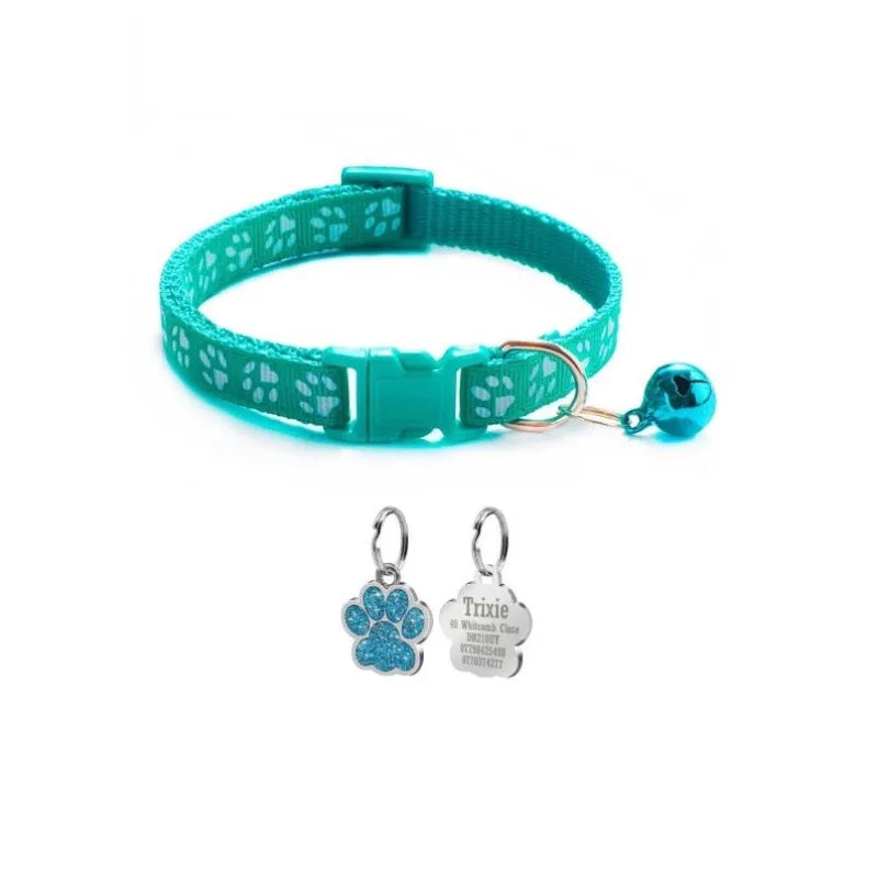 Personalized Cat Collar Adjustable Nylon Pet Products Bell Small Large Kitten pendant Accessories name Tag Small Necklace