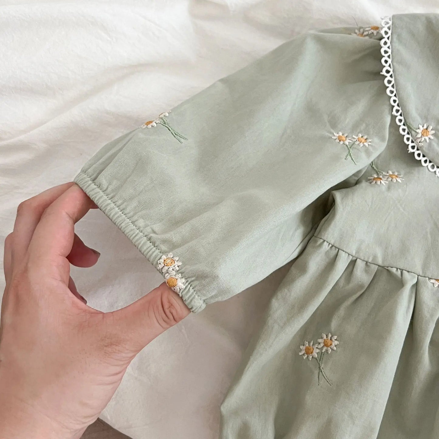 0-24M New Newborn Baby Girl Lapel Korean Style Bodysuit Autumn Long Sleeved Cotton Embroidery Climbing Suit Baby Girl Clothing