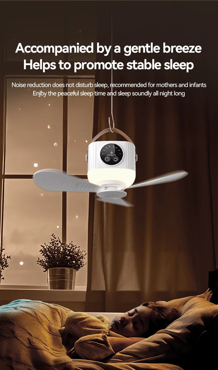 7200mAh Ceiling Fans Portable Camping Fan Tent Air Circulator Cooler Outdoor Rechargeable Electric Fan LED Light Remote Control