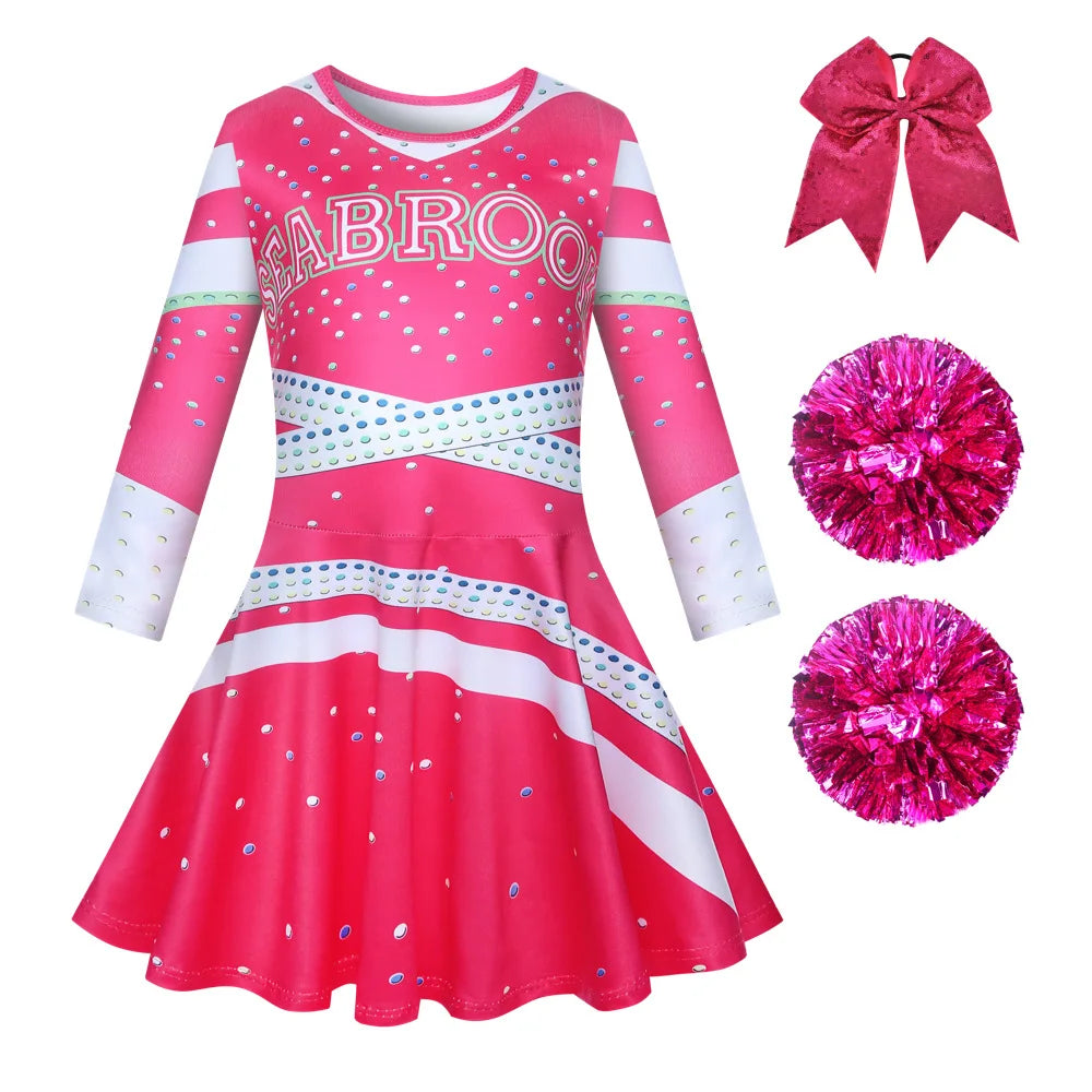 Girls Carnival Halloween Cheerleader Costume Cosplay Kids Zombie Addison Outfit Children Fancy Party Dress Cheer Uniform Clothes