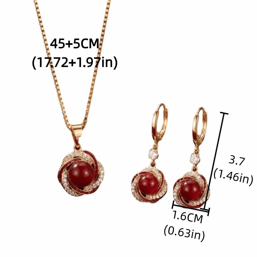 Gifts Versatile Zircon Jewelry Sets Dainty Trendy Imitation Pearl Jewelry Sets Elegant Shining Necklace Earrings Sets Evening