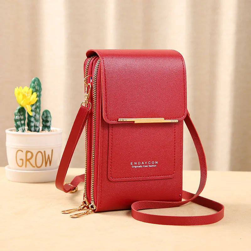 Women Crossbody Shoulder Bags Wallets Touch Screen Cell Phone Bag Soft Leather Strap Handbag for Female Luxury Messenger Bags