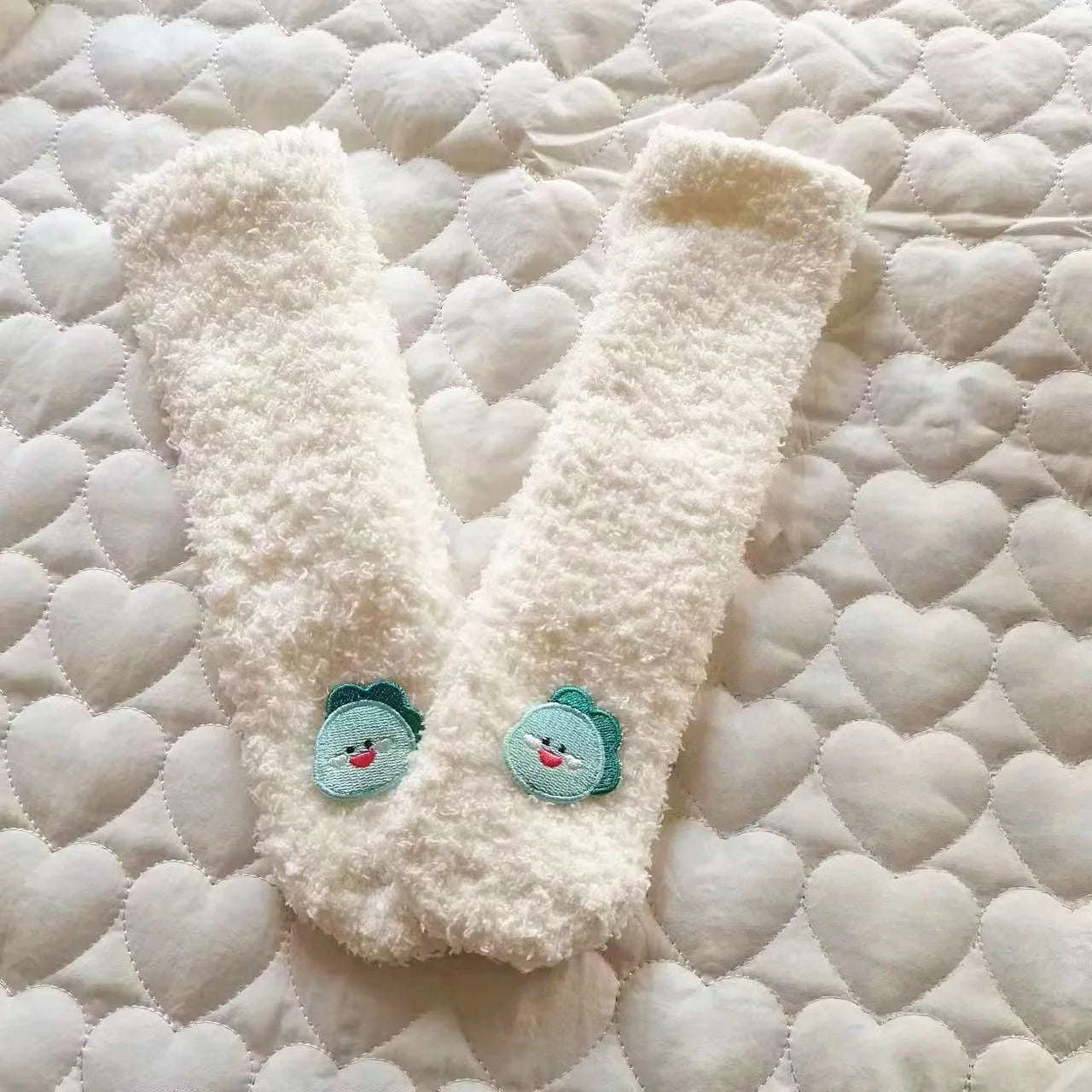 Winter New Baby Fleece Padded Socks Warm Thicken Toddler Girls Floor Socks Cartoon Embroidery Infant Sock Sleeves