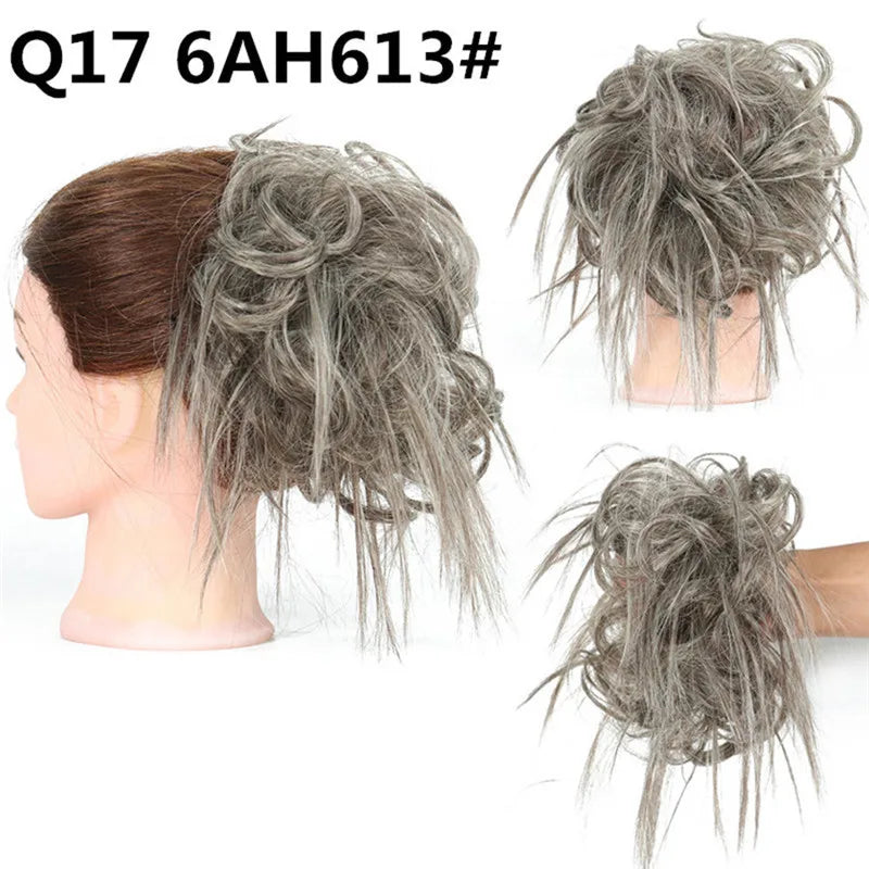 Synthetic Hair Bun Extensions Messy Curly Elastic Hair Scrunchies Hairpieces Synthetic Chignon Donut Updo Hair Pieces for Women
