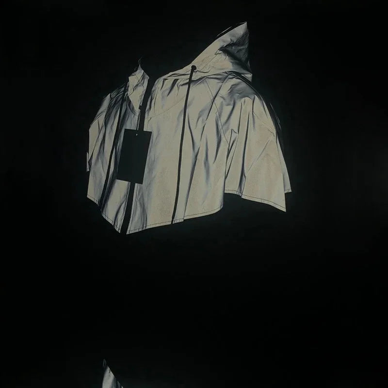 New Night Men Patchwork Reflective Jacket Hip Hop Party Dancer Casual Waterproof Windbreaker Men Coat Trend Brand