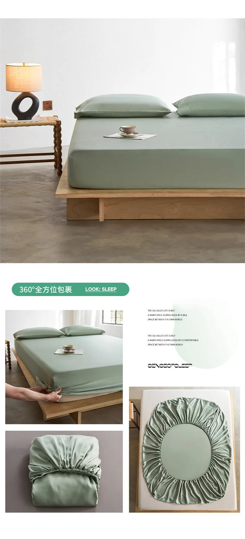 Pure Natural Mulberry Silk Fitted Sheet with All Around Elastic Band Soft Silky Breathable Mattress Cover Luxury Anti-Slip Sheet