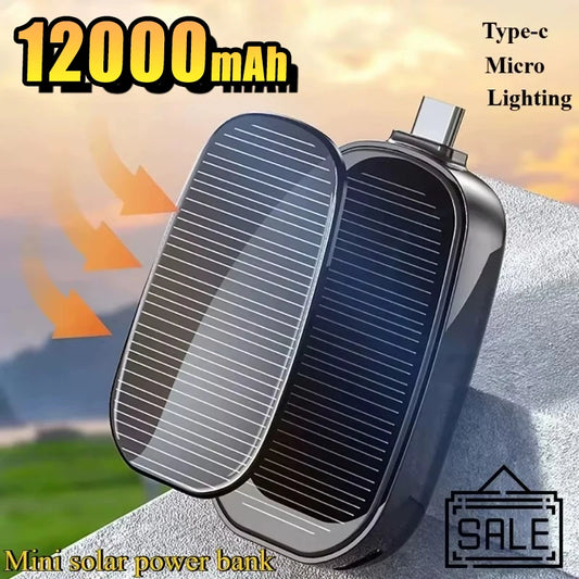 Emergency Solar Mini Portable Power Bank Keychain Portable Charger Small Outdoor Camping External Battery For iPhone and Xiaomi