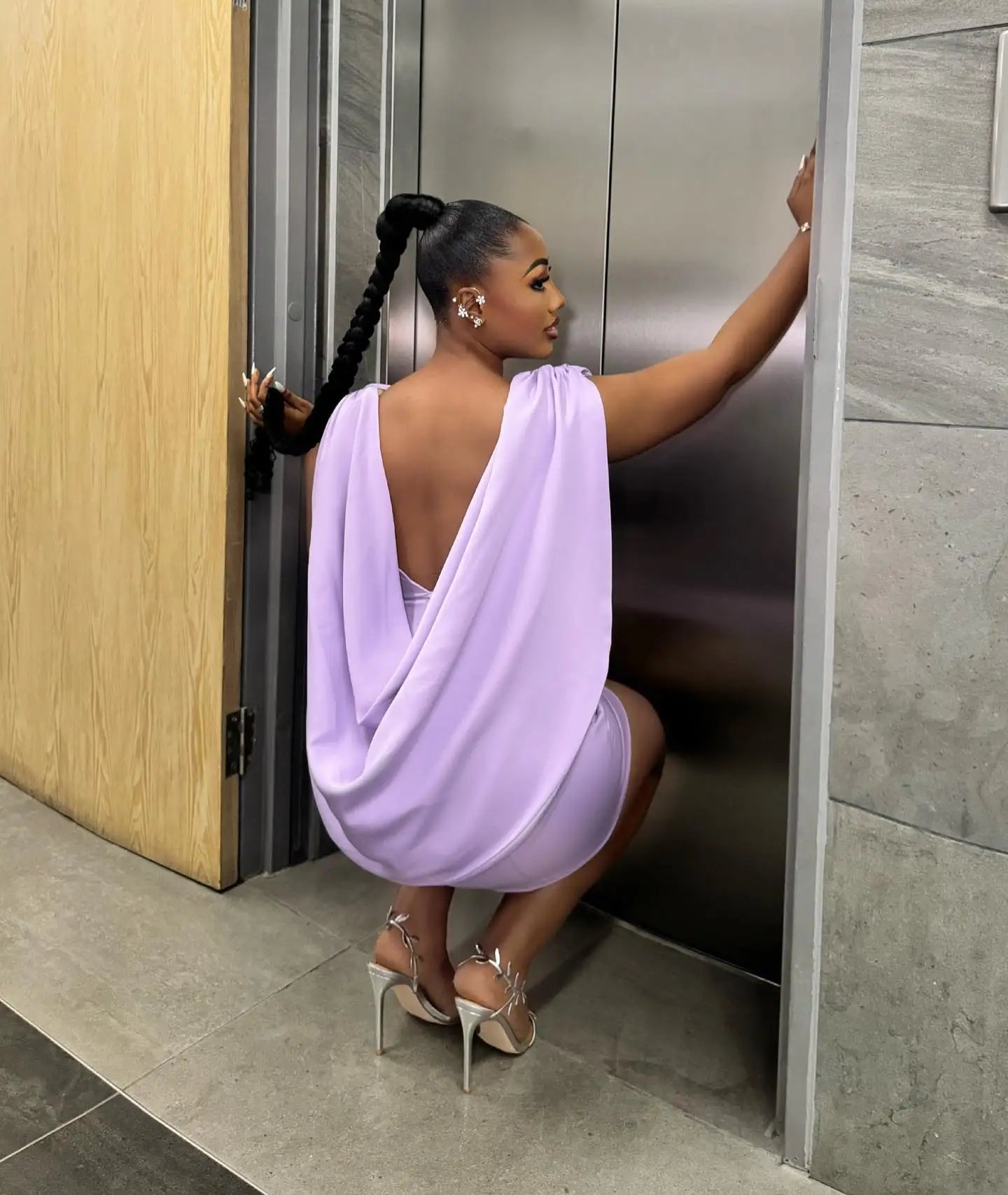 Lavender Satin Mini Cocktail Dress Fashion Ruffles Tiered Satin Summer Party Dresses Taffeta Africa Women’s Evening Gowns