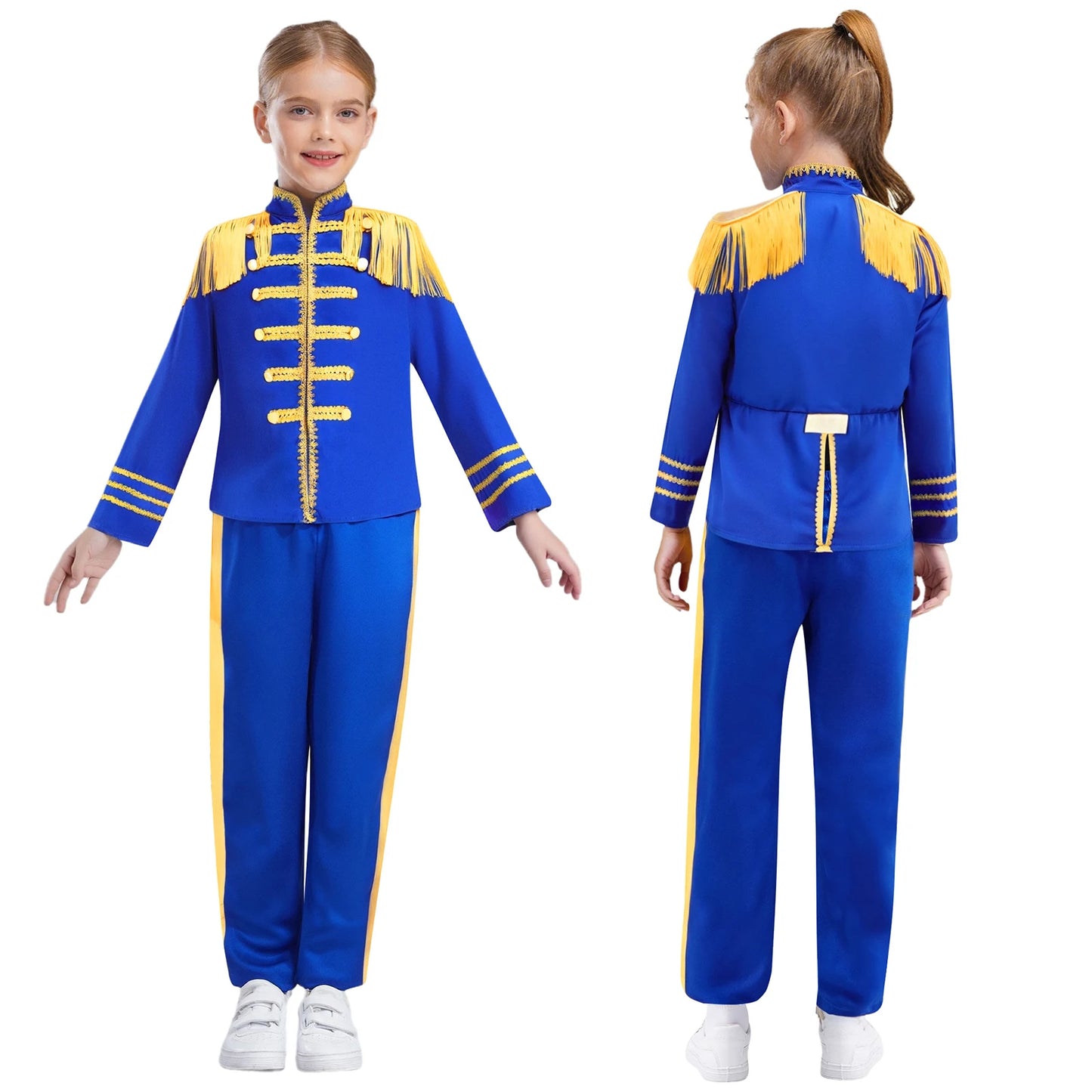 Kids Girls 60s Retro Hippie Rock Band Musician Costume Halloween Cosplay Carnival Party Circus Drummer Parade Tassel Jacket Coat