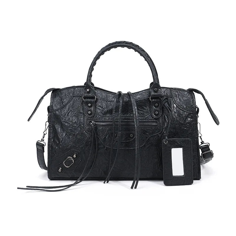 Luxury Designer City Motorcycle Shoulder Tote Bag for Women Large Capacity Autumn Winter Handbag Crossbody Stylish Women's Bag