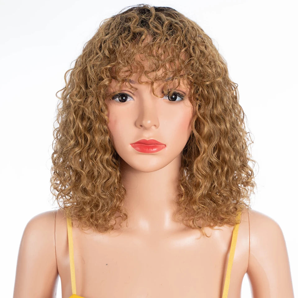 Lekker Blonde Long Pixie Afro Kinky Curly Bob 100% Human Hair Wigs For Women Brazilian Remy Hair Full Machine Made Clearance