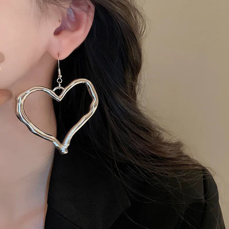 Metal Irregular Heart Jewelry Sets for Women Exaggerated Necklace Earrings Two-piece Set of Light Luxury High-grade Accessories