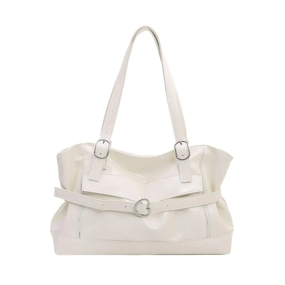Retro Belt Buckle Underarm Shoulder Bag Women Large Capacity Commuter Tote Bag Vintage Casual Handbag Female Purse