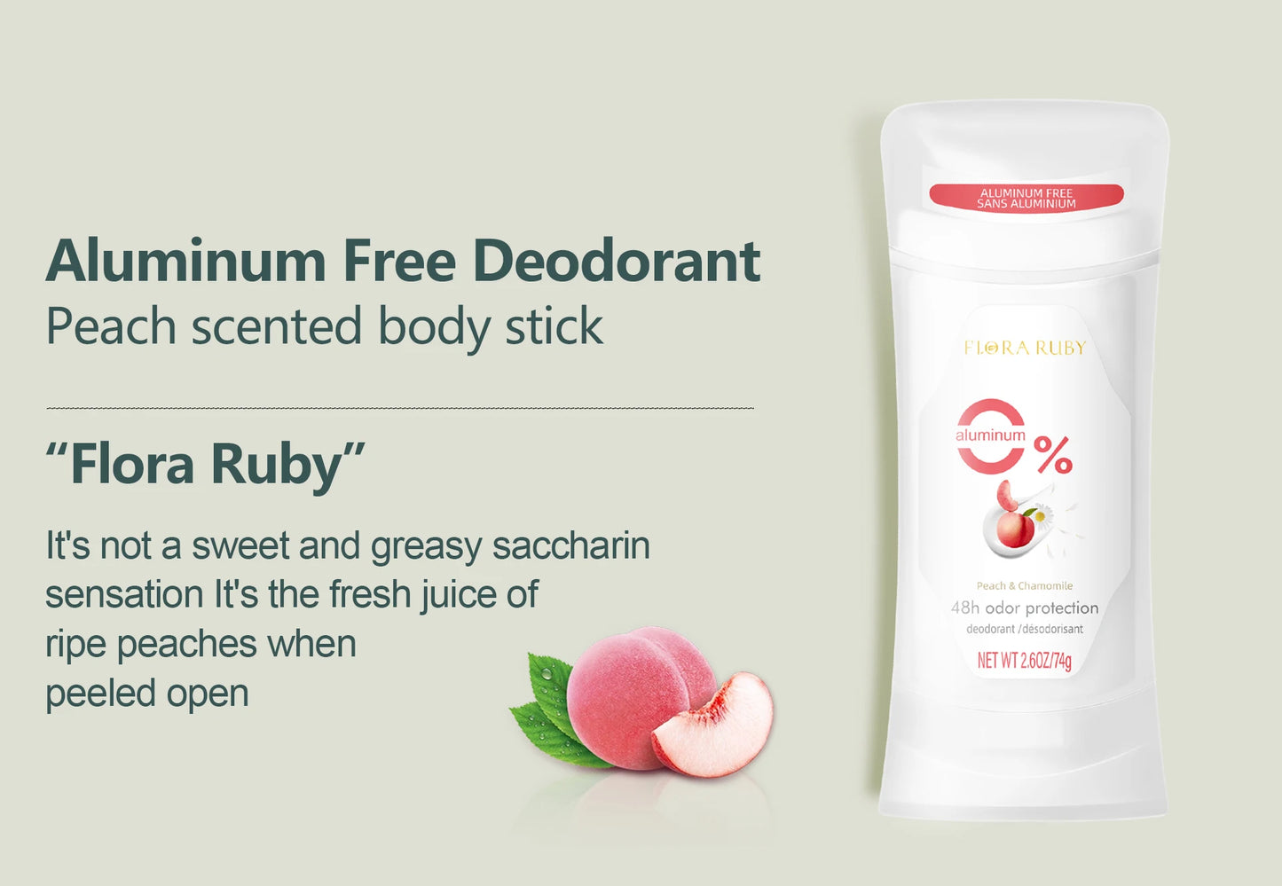 2PCS/Set Body Odor Remover，Deodorant stick，Aluminum Free，48H Natural Flower Scent Deodorize, Long Lasting and Refreshing Dryness
