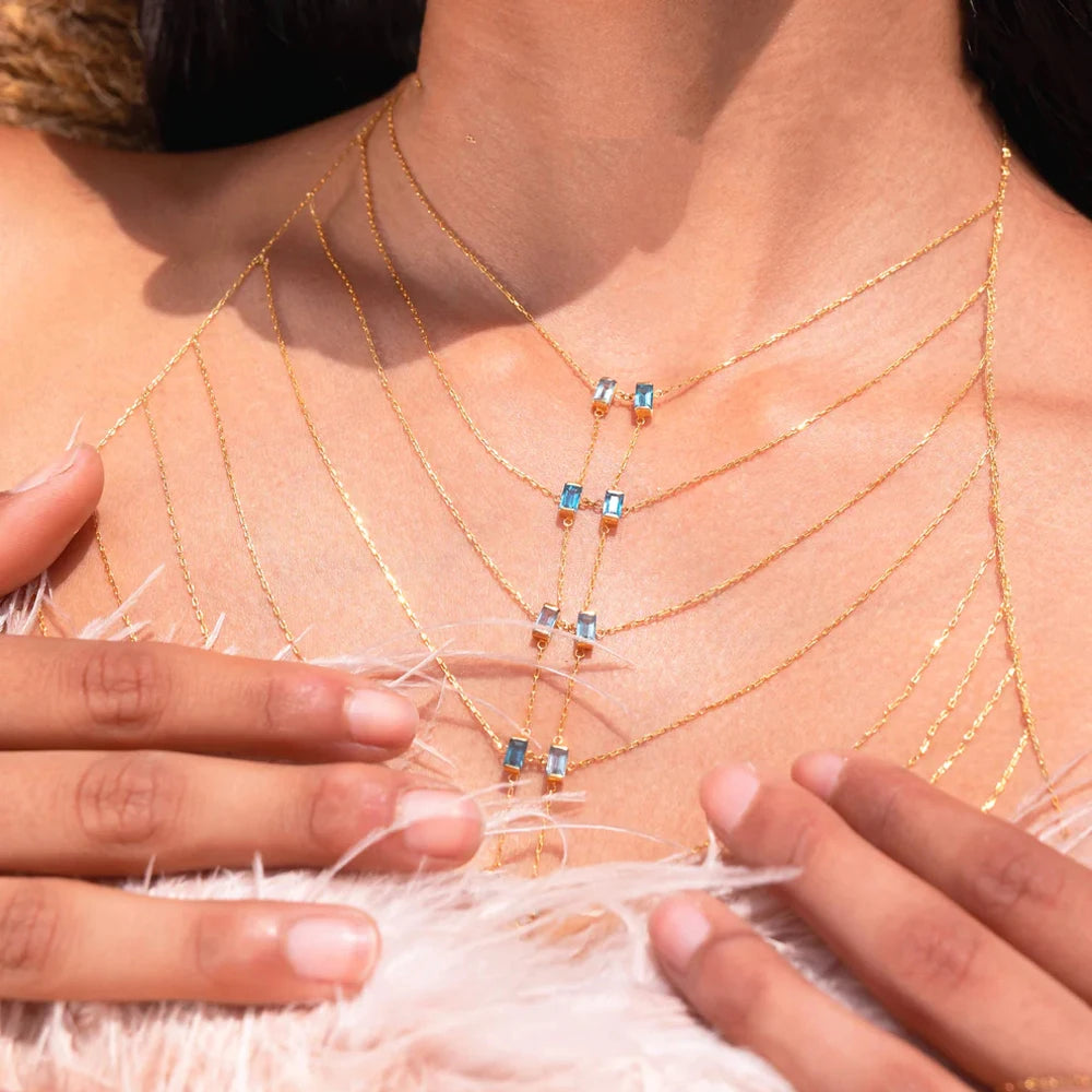 Multi-layer Body Chain Necklace Dress Women Sexy Harness with Colorful CZ Paved Hollow Bling Tassel Chain Fashion Party Jewelry