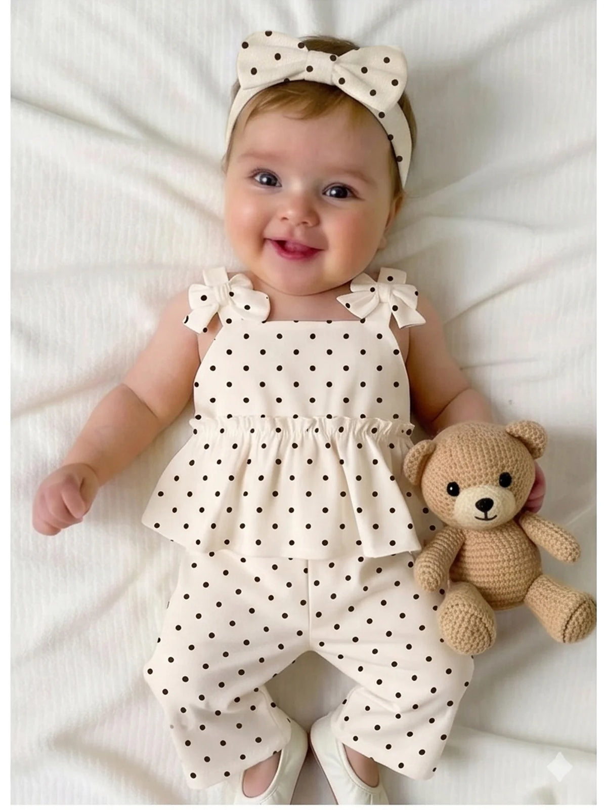 Baby Children's Clothing Set with Thick Shoulder Strap Bow Detail Stripe Color Block Skirt Top And Elastic Waist Striped Pants C