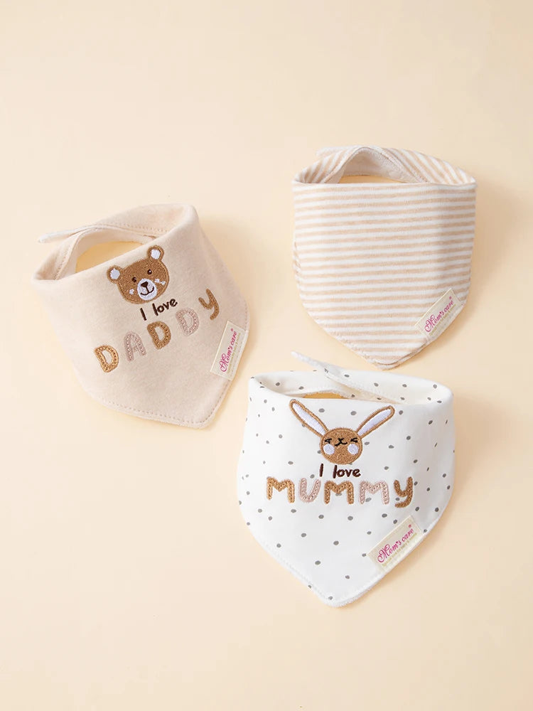 3Pcs Baby Feeding Bib Made of Cotton Mouth Water Towel Double-layer Soft Comfortable Adjustable Size Sccessories 0-3 Y