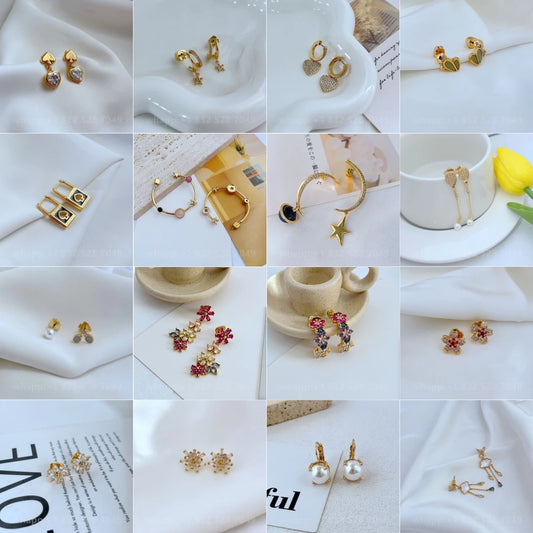 1:1 KS Jewelry Gold Stud Earrings For Women Fashion Jewelry Birthday Gift