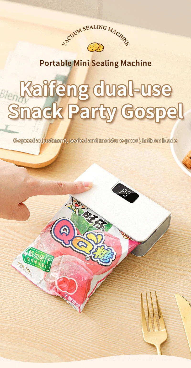 Mini Heat Sealer Plastic Bag Heat Sealing Machine Rechargable Plastic Storage Package Sealer Handheld Clip Bag Food Heat Sealer