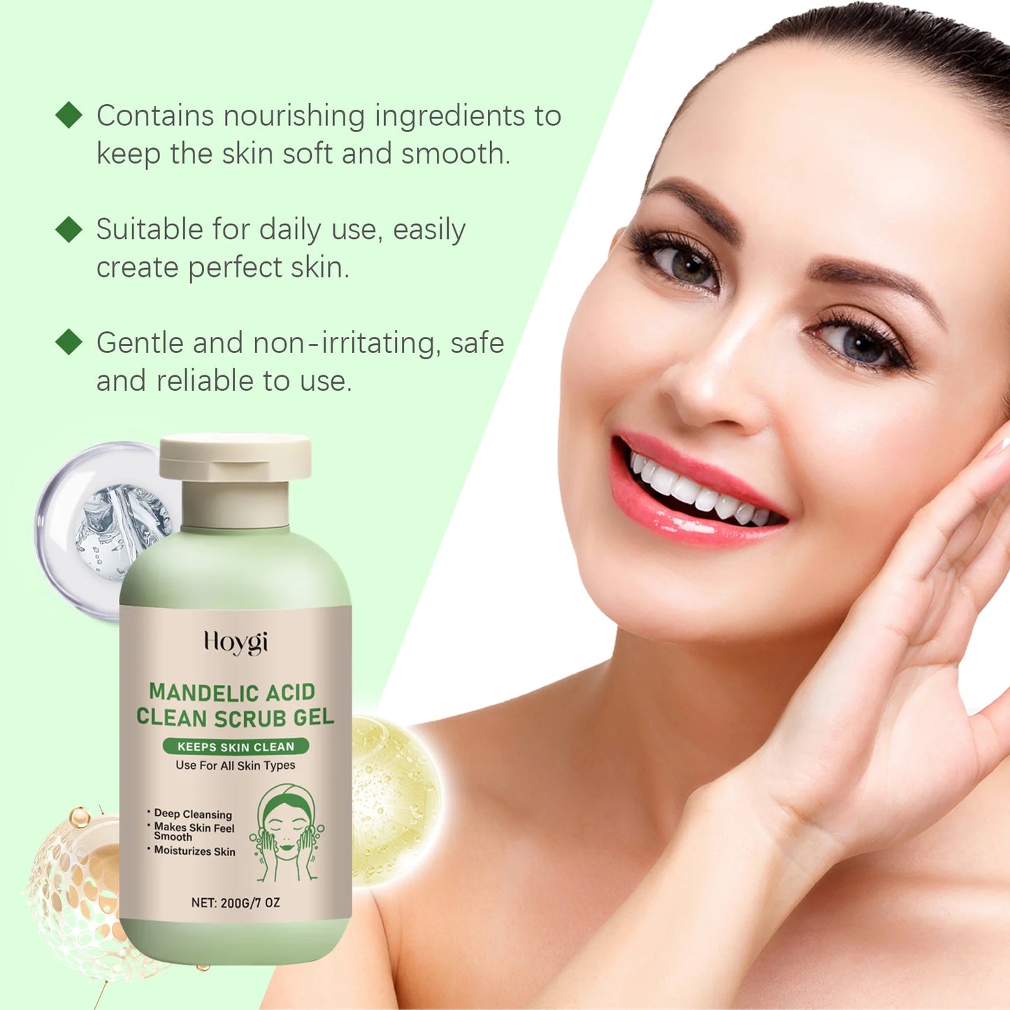 Mandelic Acid Body Exfoliating Gel Gentle Exfoliation Lasting Moisture Cleaning Remove Dead Skins Smooth Skin Cleans Scrub Gels