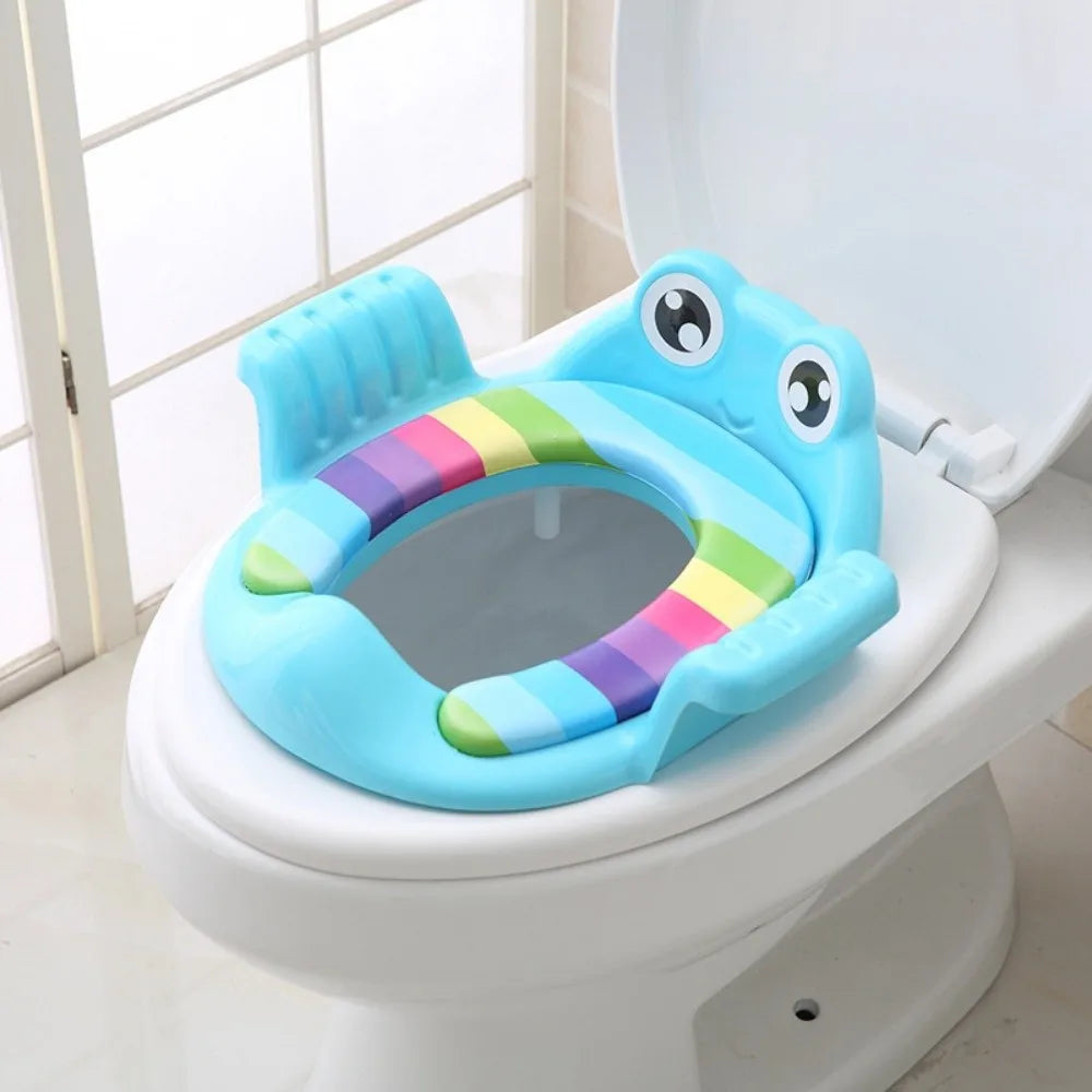 Cute Safe Baby Toilet Seat Easy to Clean Non-slip Children Potty Soft Cushion Frog shape Toddler Toilet Seat for Infant