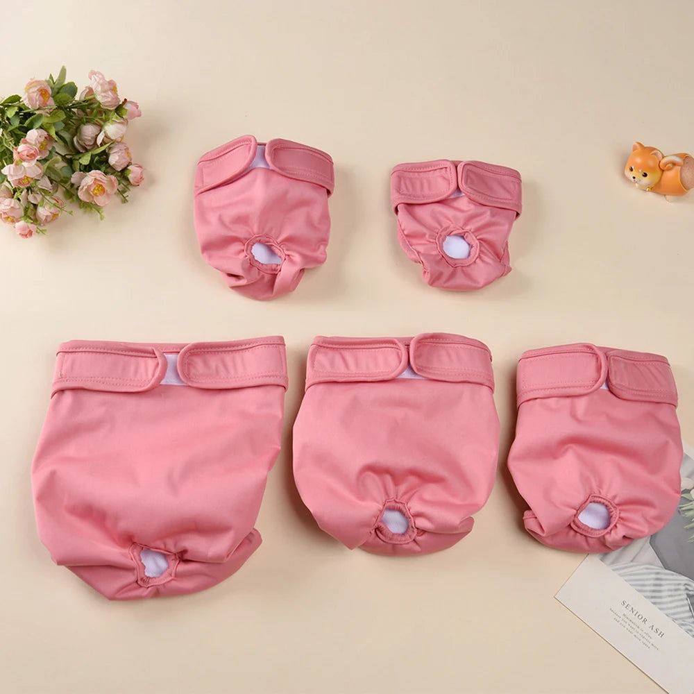 3pcs Female Dog Diapers Washable Reusable Puppy Nappies Physiological Pants Adjustable Pet Sanitary Panties Short for Girl Dogs