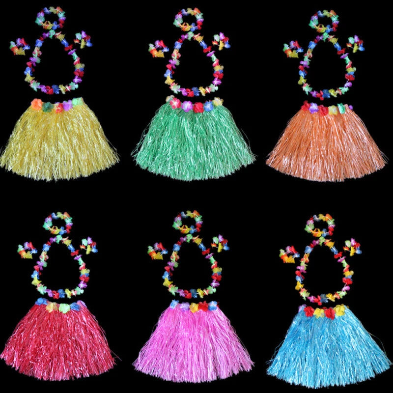 Halloween length30cmHula dance costume with garland for performance, Hawaiian children's hula outfit