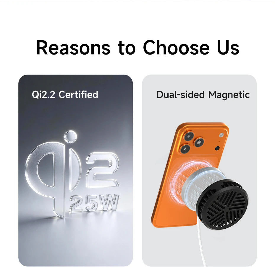 Hagibis Qi2.2 Dual-sided Magnetic Wireless Charger 15W 25W Magnetic Fast Charging Pad for MagSafe iPhone 17/16/15 Pro Airpods