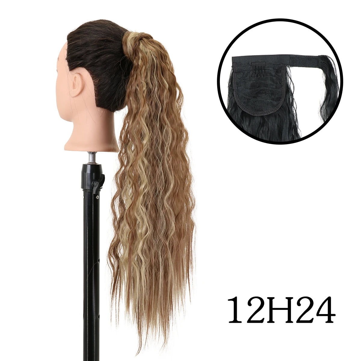 LANSA Synthetic Long Curly Ponytail Natural Puff Wrap Around Clip In Ponytails Hair Extensions Black Brown Ponytail For Women