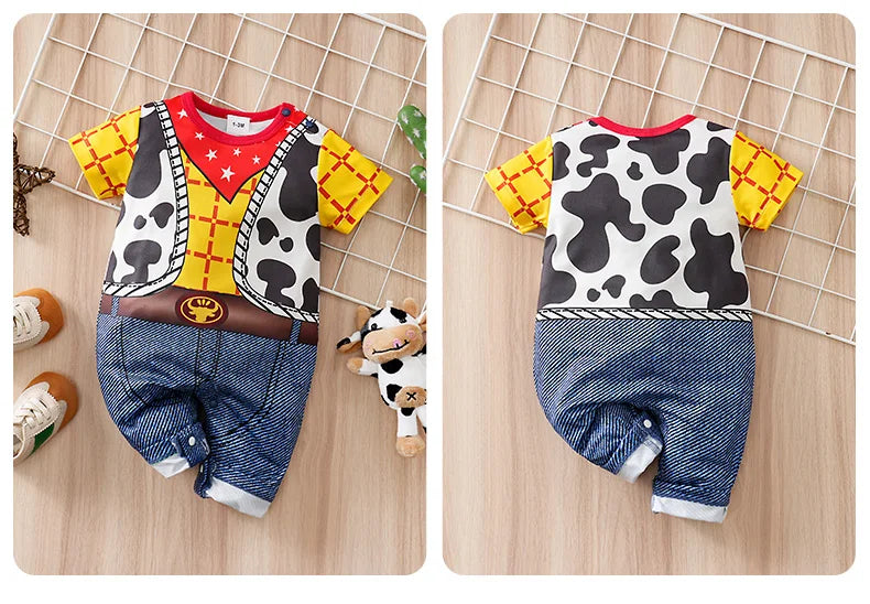 0-24 months newborns Baby Clothes One-Piece Cartoon Anime short-Sleeved Trousers Banquet Summer Fashion neonatal clothing