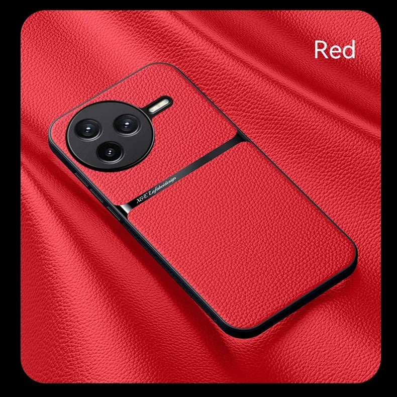 Car Magnetic Hilder Texture Leather Case For POCO F7 Ultra Soft Silicone Protection Shockproof Cover