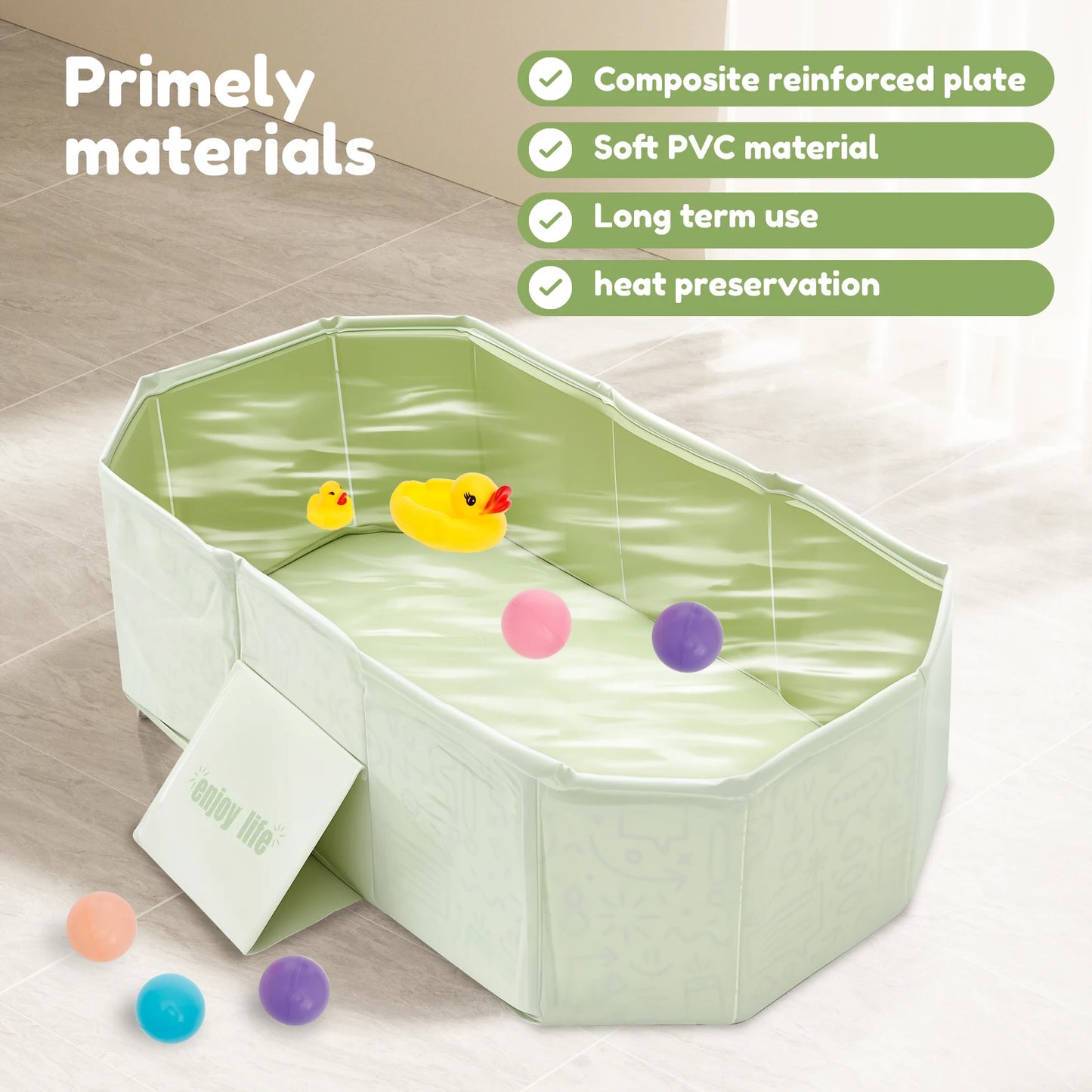 PVC Foldable Baby Bath for 0-4 years old baby and Pet Saving Toddler Infant Bathtub Sturdy Baby Tub for Newborn Home Laundry