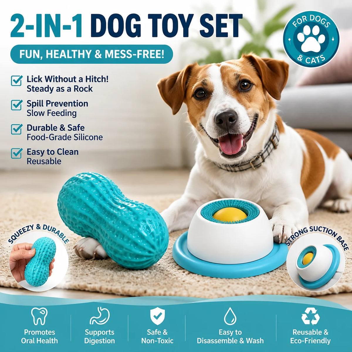 Pet Lick Feeder Bowl, Non-Slip Slow Feeder for Dogs Cats, Interactive Treat Toy for Oral Stimulation & Anxiety Relief