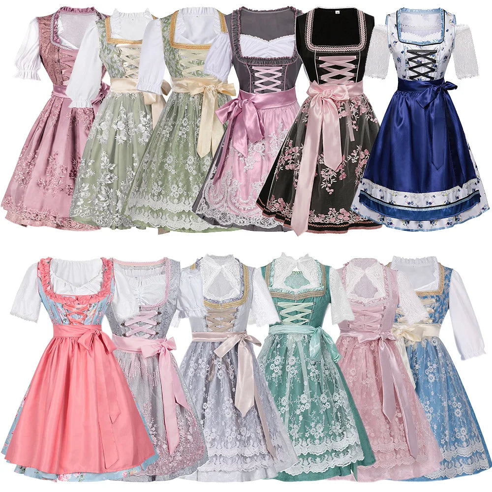 Halloween Carnival Cosplay Costume German Oktoberfest Maid Dress Woman Bavarian Traditional Embroidery Outfits Performance Girl