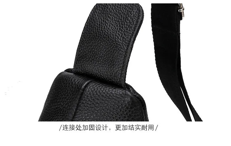 New Leather Chest Cover Layer Cowhide Business Men's Crossbody Bag with High-end Feel and Simple Chest Bag