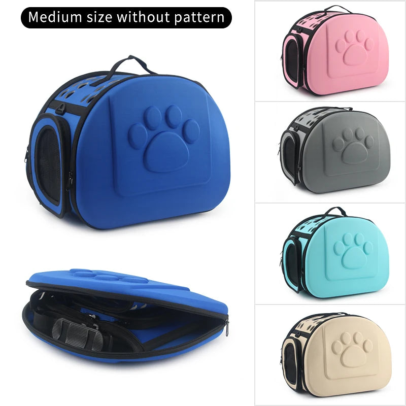 Foldable Portable Pet Carriers Bag EVA Multihole Breathable Dog Cat Carrier Bags Outdoor Travel Pets Cats Handbag Safety Zippers