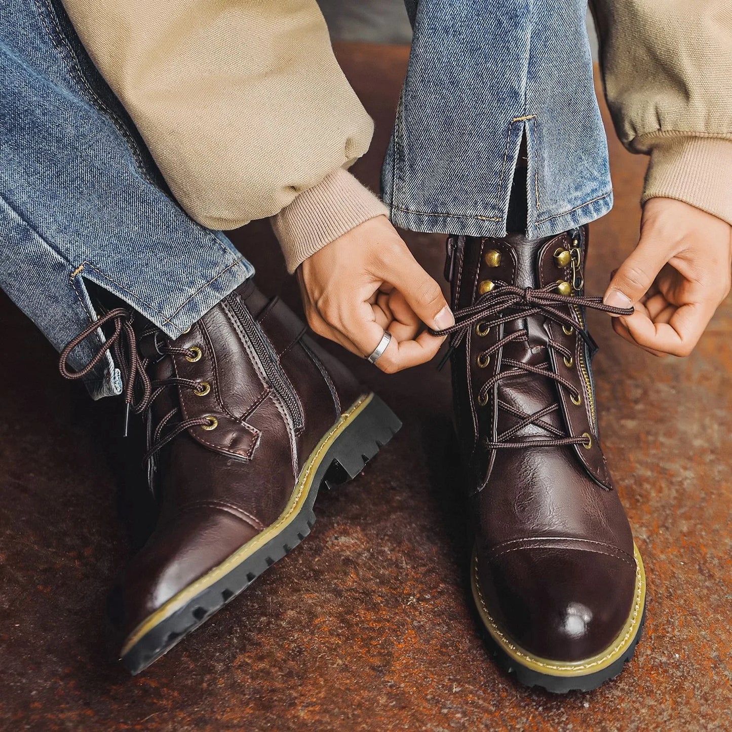 size 38-48 motorcycle boots men footwear man designer shoes ankle boots botines botas moto hombre botas casuales