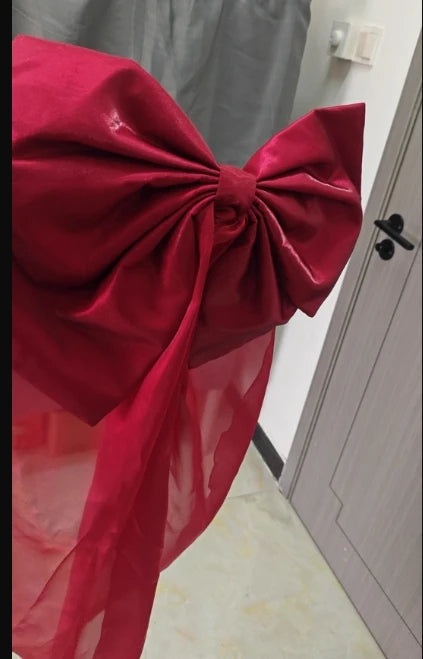 Original Burgundy Fish Bone Flower Wedding Dress Lolita Girl Women's Fairy Lace Bow Slim Maxi Long Party Birthday Dresses