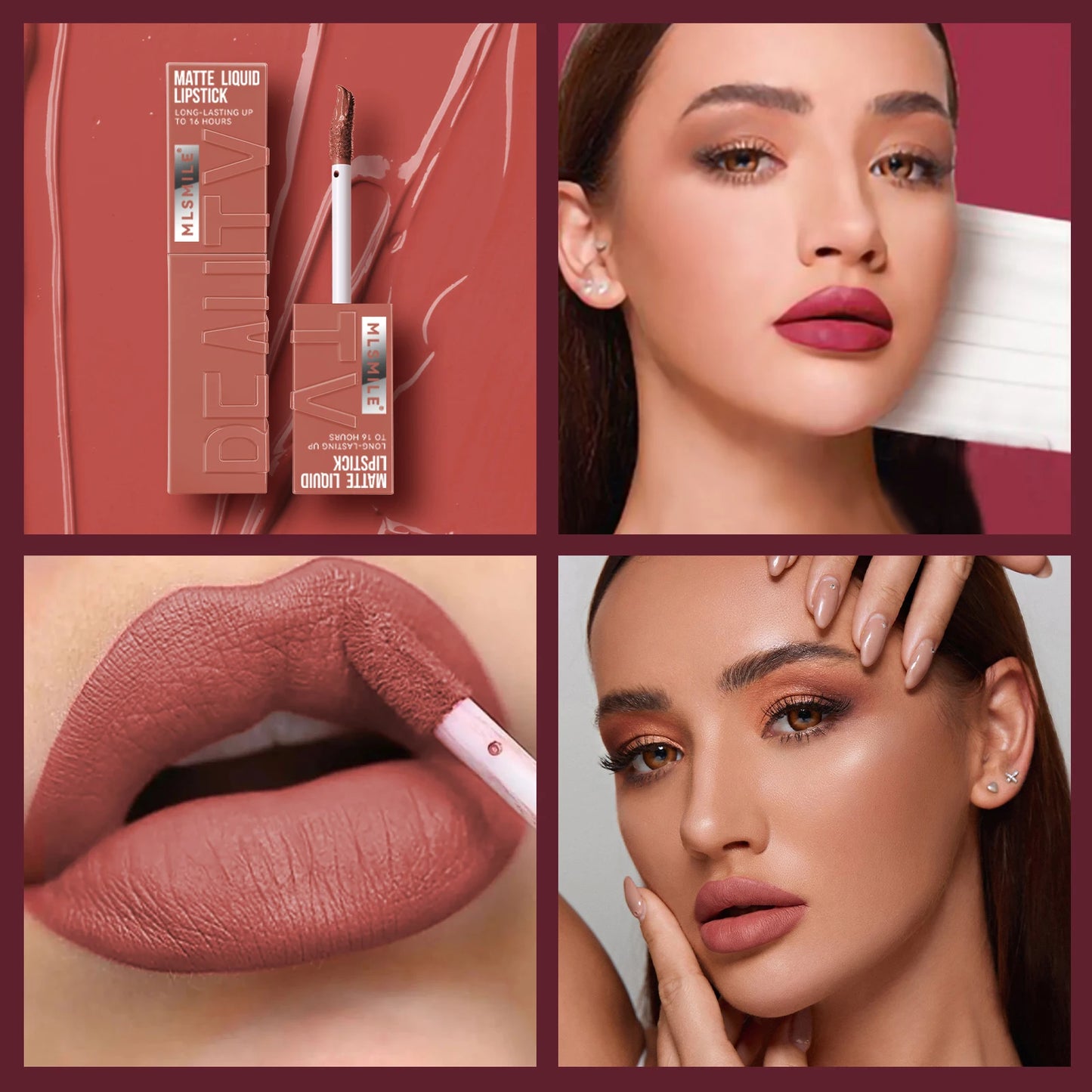 6 Colors of Long-Lasting Velvet Liquid Lipstick with Matte Texture Waterproof Non-Stick Cup Professional Lip Makeup Products