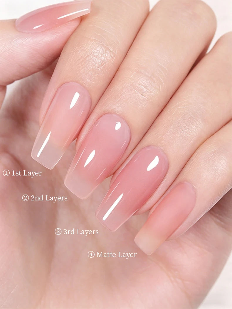 Nude Series Gel Nail Polish Soak Off UV LED Semi Permanent Jelly Nude Pink Gel Varnish Long Lasting Manicure Salon DIY Nail Art