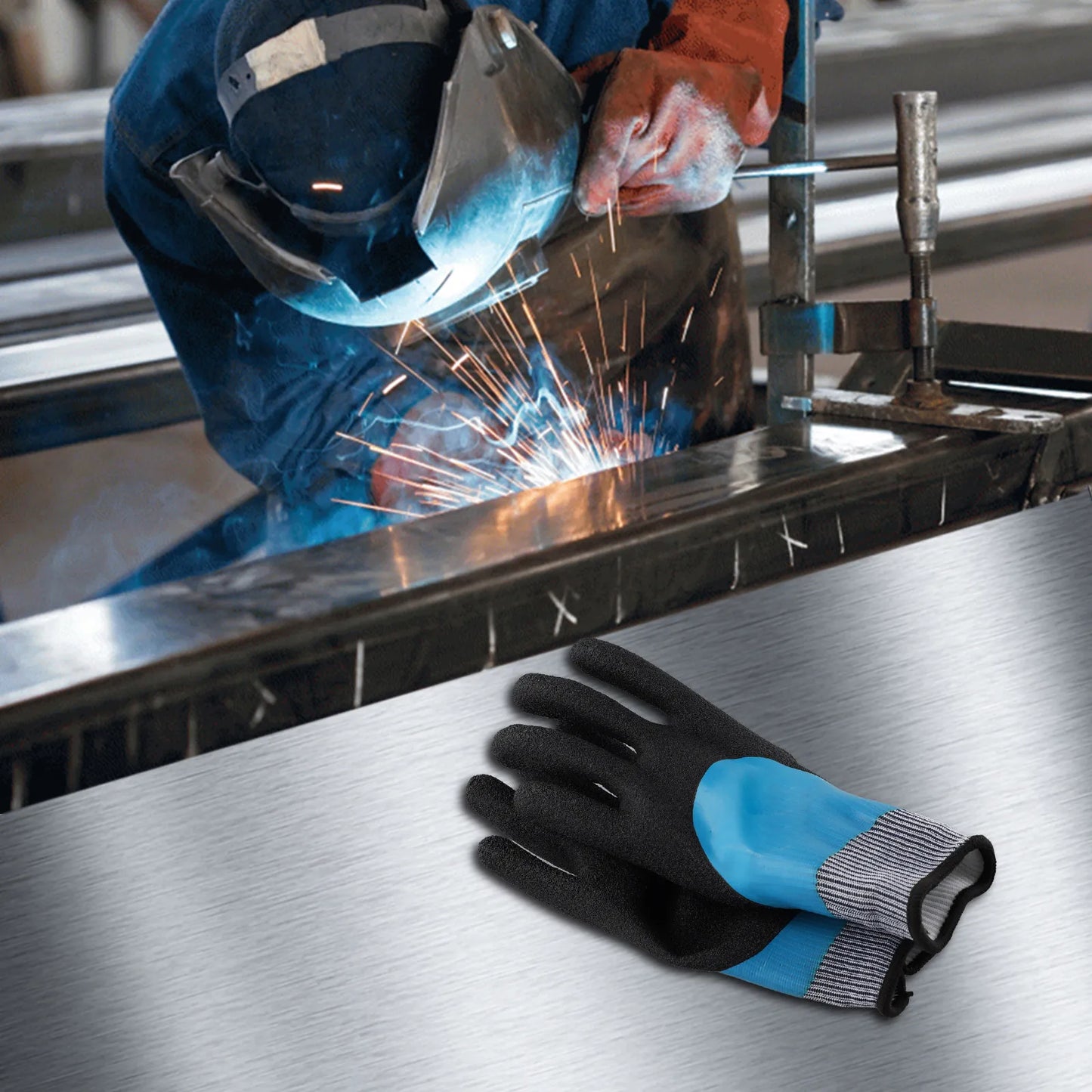 Blue Electrical Safety Gloves Insulated Natural Rubber Withstand 400V For Industrial And Electrician Use